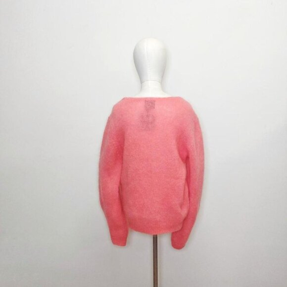 NWT NOOS Italian Knitwear Kid Mohair Wool Blend Salmon Pastel Pink Pullover - Picture 2 of 4